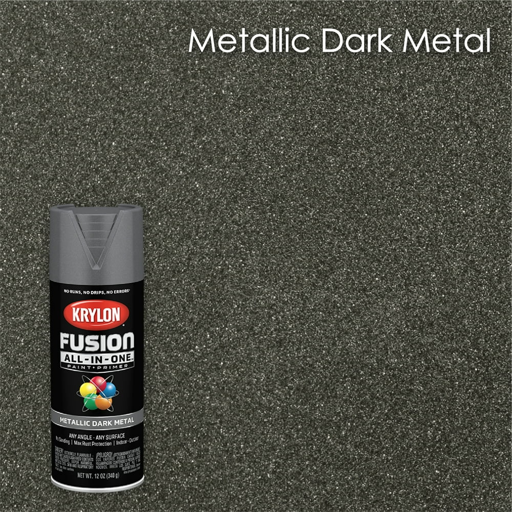 Krylon Fusion All-In-One Spray Paint, Metallic Dark Metal, 12 oz ...