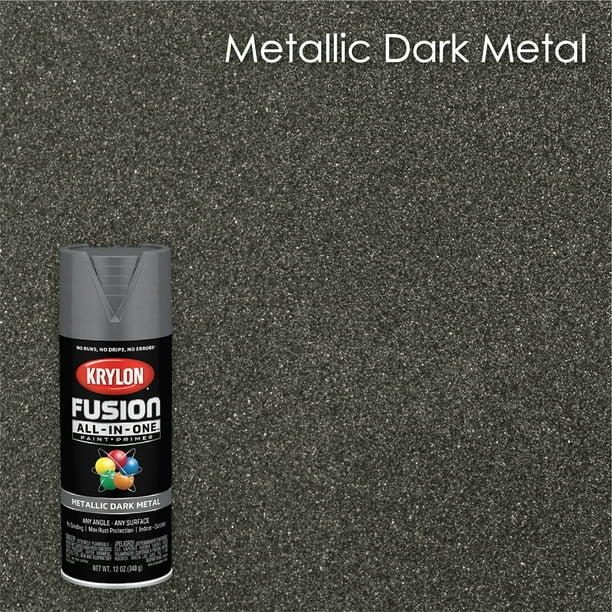 Krylon Fusion AllInOne Spray Paint, Metallic Dark Metal, 12 oz