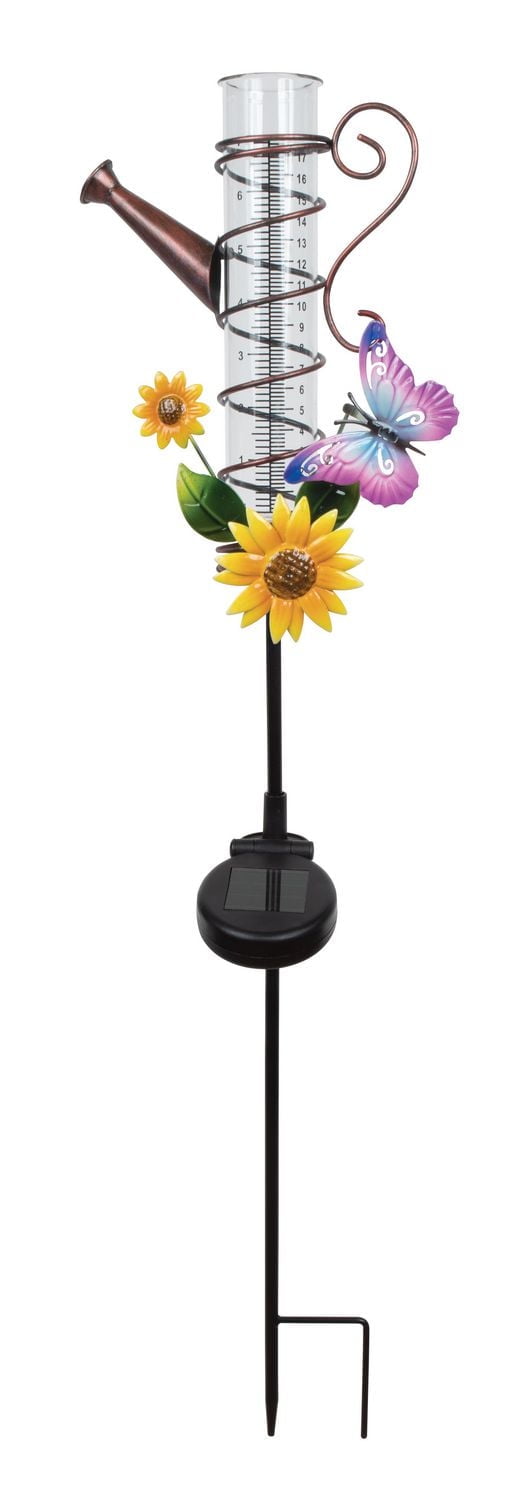 Solar Watering Can Rain Gauge