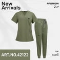 thumbnail image 4 of Women Short-sleeved V-neck Top and Jogger Pants Scrubs Medical Nursing Uniforms Set,XXL,green, 4 of 10
