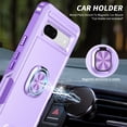 thumbnail image 6 of SaniMore for Google Pixel 7A Multi-Functional Case, 3-Layer Protection Magnetic Cover Support Car Mount & 360° Rotatable Metal Ring Kickstand Full Body Shockproof Protective Shell, Purple, 6 of 7
