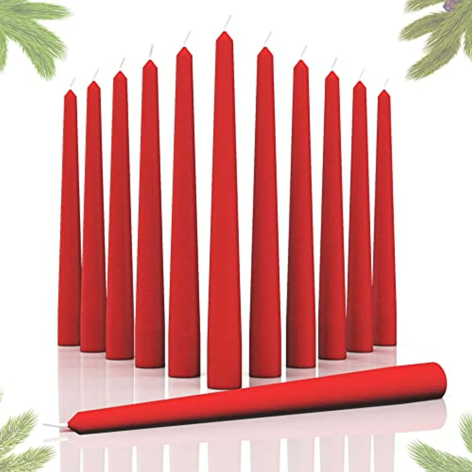 CANDWAX 8 inch Taper Candles Set of 12 Dinner Candles Dripless Tall