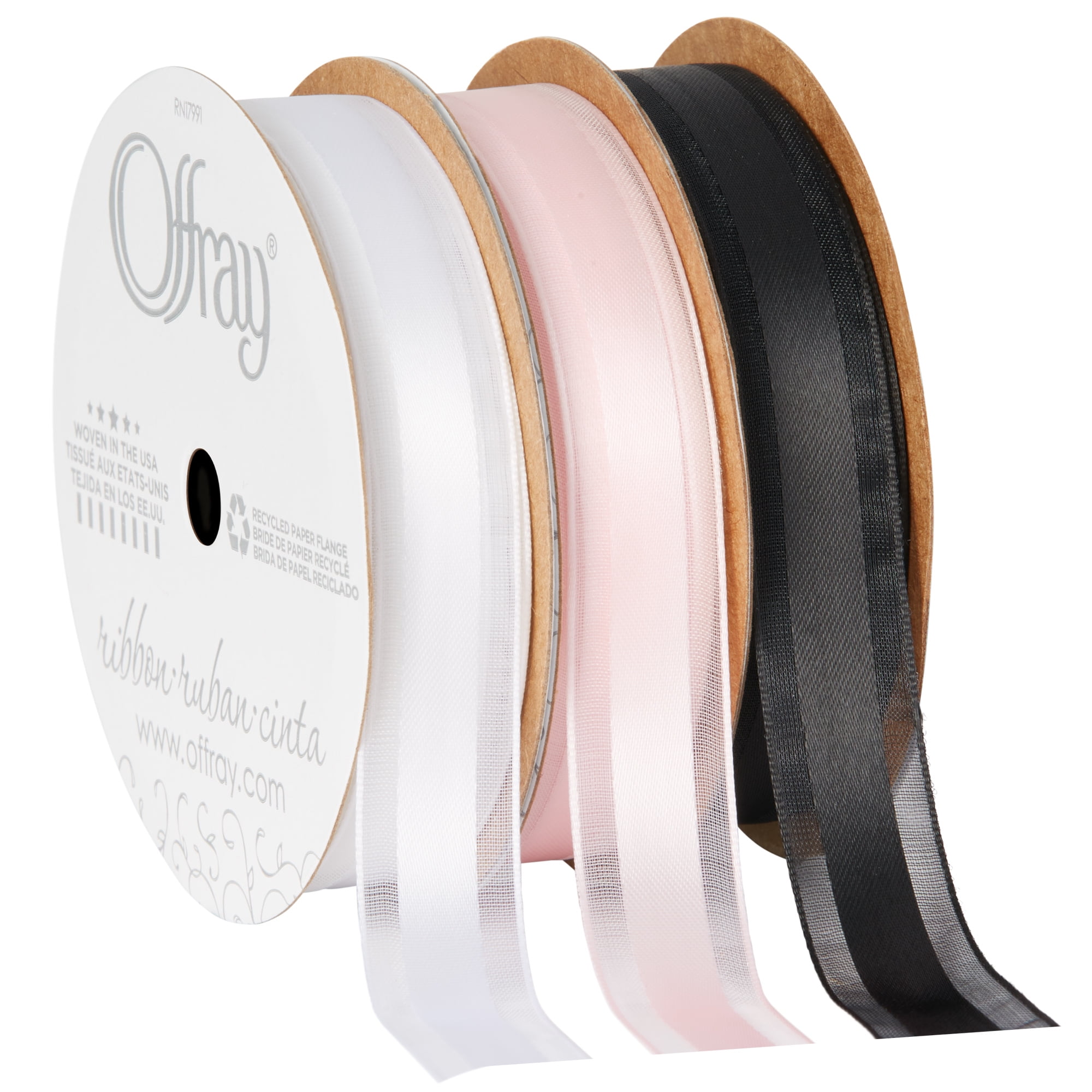Offray 1.5 Wide Sheer Edge Satin Craft and Decorative Ribbon, 9 Total Feet, Pink