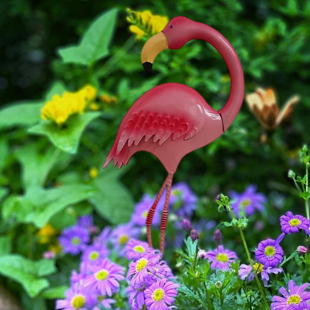 SDFGTstore Elegant Iron Flamingo Sculpture Statue For Outdoor Garden Yard Art Decoration