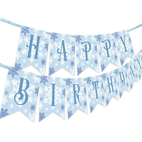 Bannière d'Anniversaire Snowflake Frozen, Pays des Merveilles Hivernal Décorations de Fête d'Anniversaire 1re 2e 3e Flocon de Neige Fournitures de Fête à Thème Frozen Noël Nouvel An