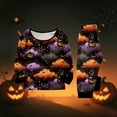 thumbnail image 5 of Halloween Pajamas Set Pumpkin Print Sleepwear Holiday Loungewear Outfit,Allover Orange Purple Cloud Pattern Long Sleeve Top Pants Soft Apparel,Festive Autumn Nightwear Cozy Housewear, 5 of 7