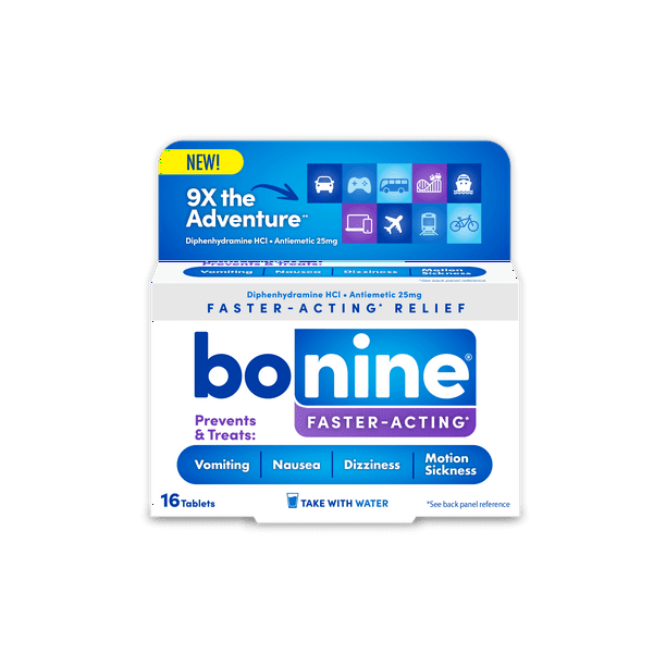 Bonine Faster Acting Nausea Dizziness Vomiting and Motion Sickness Relief Tablets, 16 Ct