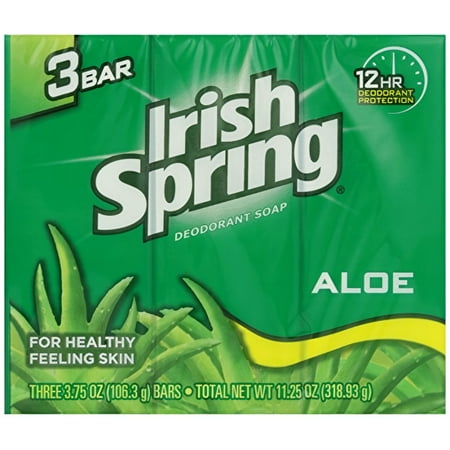 Irish Spring Aloe Vera Bar Soap, 3.7 Ounce, 3 Bar Pack (Pack of 4)