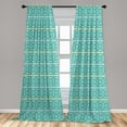thumbnail image 5 of Geometrical Curtains 2 Panels Set, Abstract Striped Rounds with Tiny Polka Dots, Window Drapes for Living Room Bedroom, 56"W X 95"L, Dark Seafoam Seafoam, by Ambesonne, 5 of 5