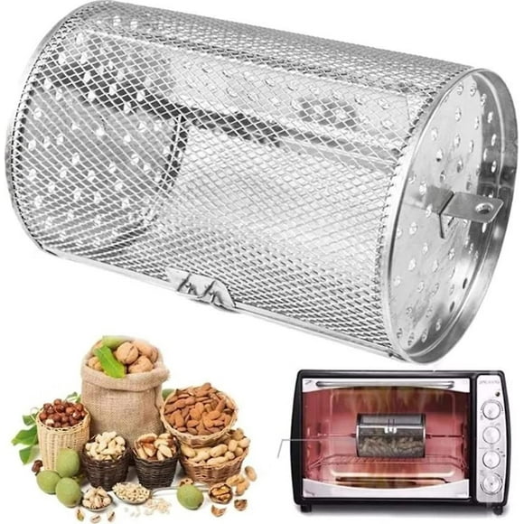 Rotisserie Basket, Stainless Steel Grill Roaster Drum, Oven Basket Air Fryer 360 Rotating For Peanuts Coffee Beans