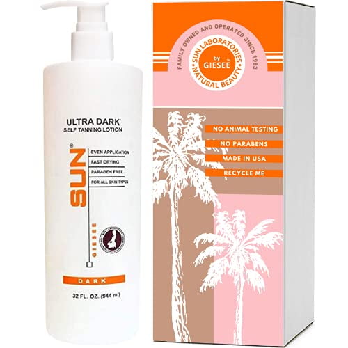 Sun Laboratories By Giesee Ultra Dark Self Tanning Lotion 32 Oz - Sunless Tanning Lotion Extra Dark Self Tanner Natural Self Tanning Lotion For Face & Body Instant Tan Glow Beauty
