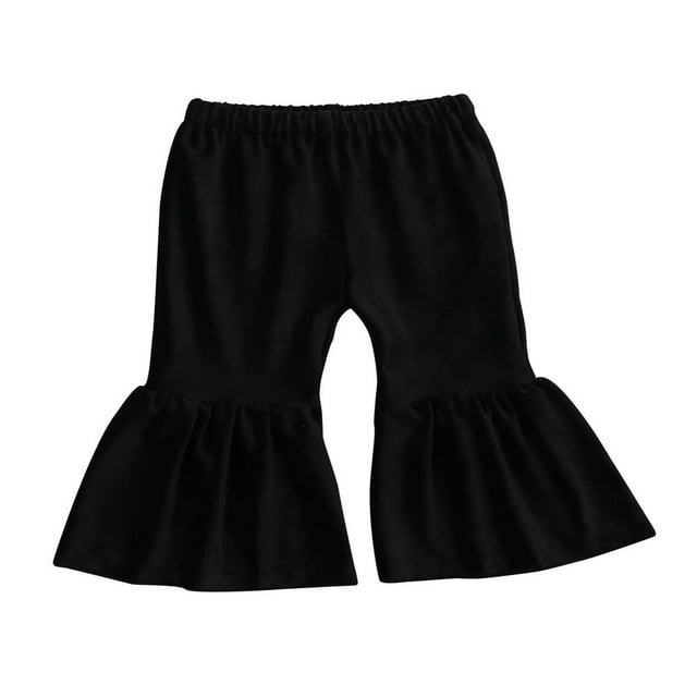 Infant Baby Girls Flare Pants Outfit Corduroy Trousers Ruffle Leggings Bell Bottom Clothes