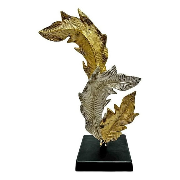 Bergamo Art 21 Inch Tall Handmade Aluminum Abstract Leaf Sculpture Gold Silver