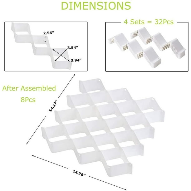 Organizador de cajones para calcetines, organizador de ropa interior, divisores de cajones en forma de panal para cinturones, bufandas, corbatas, maquillaje, joyas y suministros de