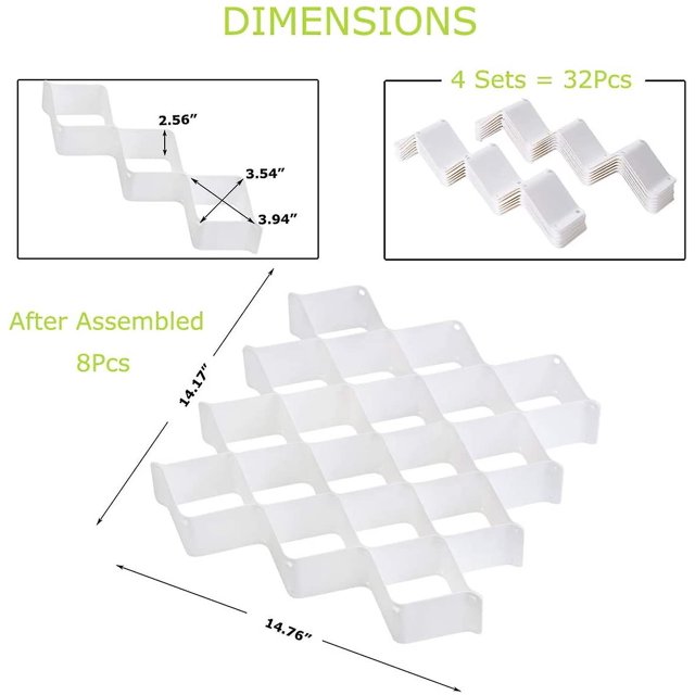 Organizador de cajones para calcetines, organizador de ropa interior, divisores de cajones en forma de panal para cinturones, bufandas, corbatas, maquillaje, joyas y suministros