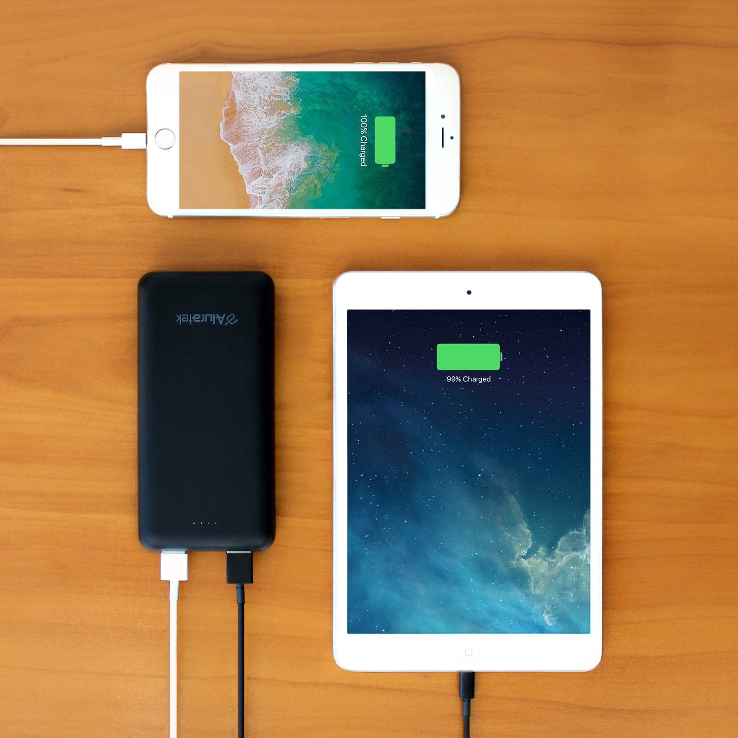 Aluratek  ASPB20KF - 20,000 mAh Portable Battery Charger with Dual USB Ports, supports Qualcomm Quick Charge 3.0