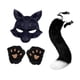 thumbnail image 3 of Máscara y cola para disfraz de gato de peluche, ligera, cómoda y decorativa. Negro, 3 of 9