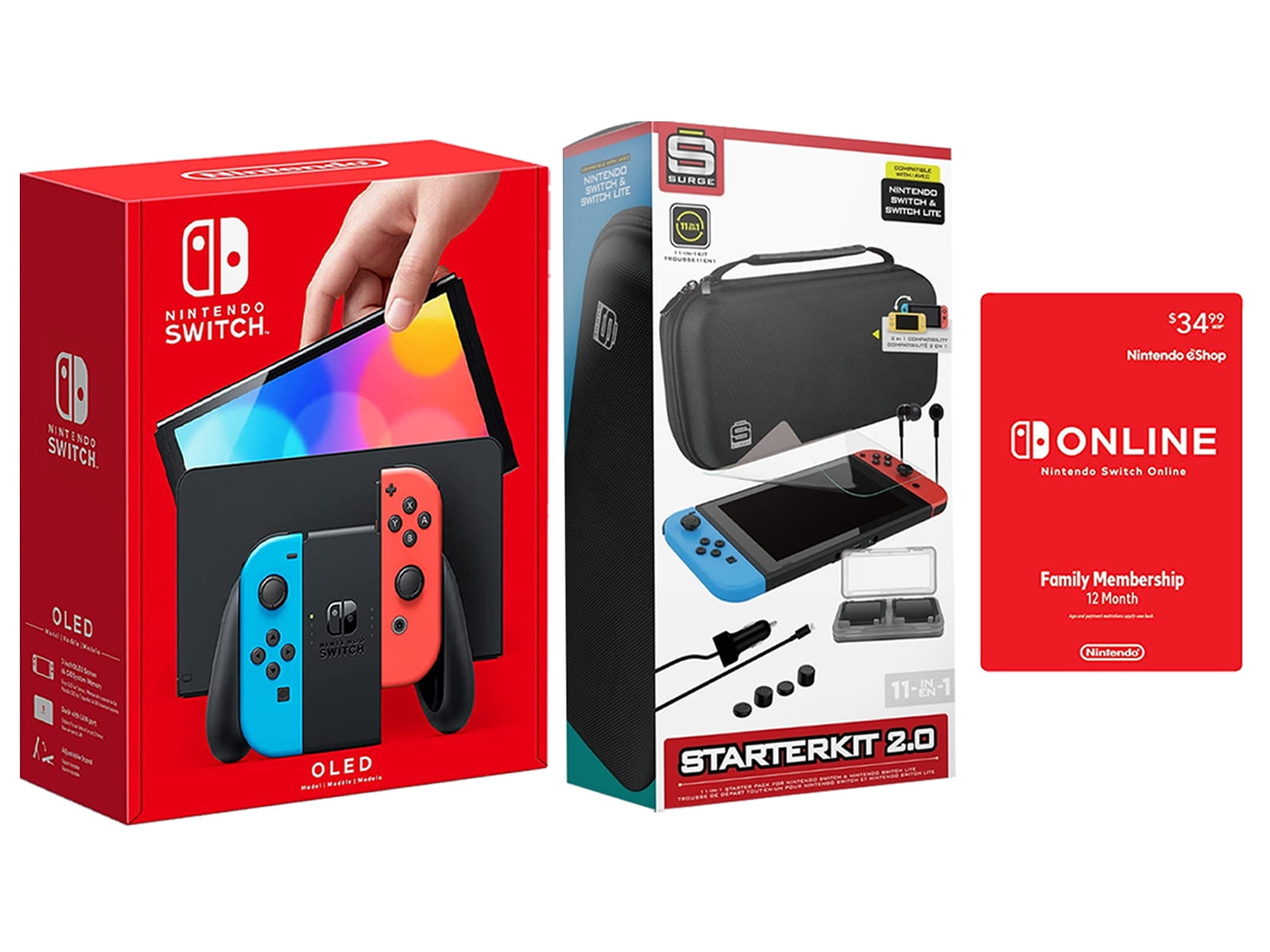 Buy Nintendo Switch OLED 64GB Console Neon Red/Blue JoyCon Bundle with