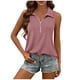 thumbnail image 3 of TaTaai Spring Summer Solid Color Lapel Top for Women Collared Sleeveless V-Neck Vest Loose Fit Ribbed Casual Blouse Comfy Daily Vacation Outfits Gift, 3 of 8