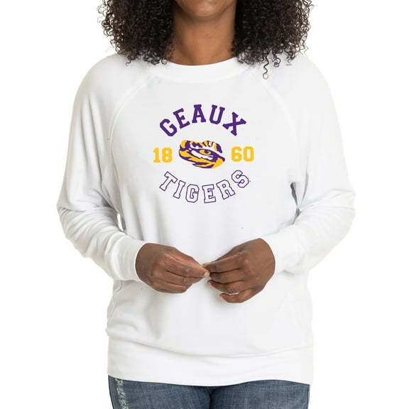 Women's White LSU Tigers Rylee Raglan Tri-Blend Long Sleeve T-Shirt