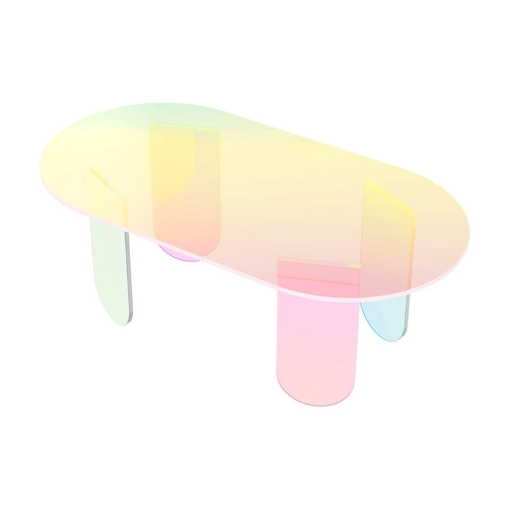 Iridescent Acrylic Coffee Table Sofa Side Table for Living Room Storage Display, 37.4x19.7x14.2 inch