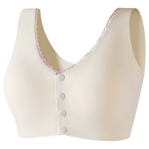 Gibobby Brasier con Cierre Frontal Cómodo botón frontal sexy para mujer(Blanco,3X-Grande)