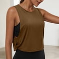 thumbnail image 2 of enyan Workout Tank Tops for Women with Built in Bra, Sleeveless Gym Tops Seamless Racerback Athletic Yoga Shirts Tops for Women Trendy,Brown,M, 2 of 7