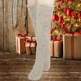 thumbnail image 4 of Lovskoo Teddy Legs Fuzzy Socks Over Knee Winter Leg Warmers Plush Slipper Socks for Women Christmas Home Sleeping 2Pairs Socks Beige, 4 of 6