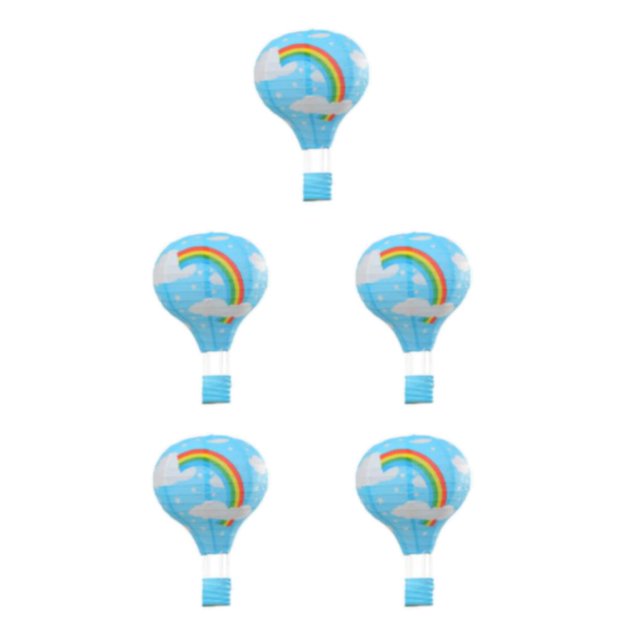 Yuarrent Globo de aire caliente de arcoíris de papel, colgante rápido y fácil para decoraciones impecables, acabado de tocar, arcoíris azul, Type2 NO2