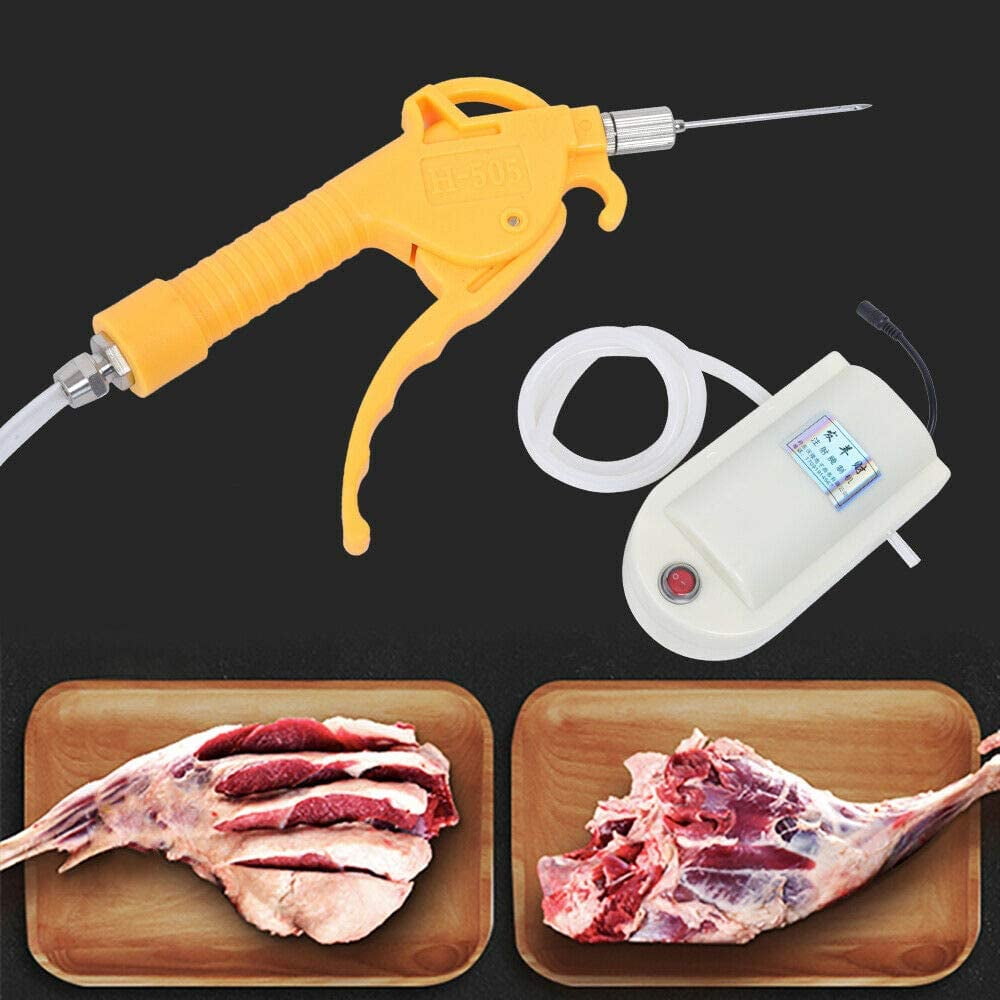Miumaeov Automatic Marinade Meat Injector Pump Double Gun 50W Meat Processor Food Electric Saline Syringe Pump Electric Double Gun for Cooking Grill Barbecue Syringe Injects Flavor in Meat