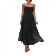 thumbnail image 2 of Vestido Fluido con Tirantes Finos y Corsé para Mujer, Ideal para Vacaciones en la Playa o Como Invitada de Boda Negro L, 2 of 10