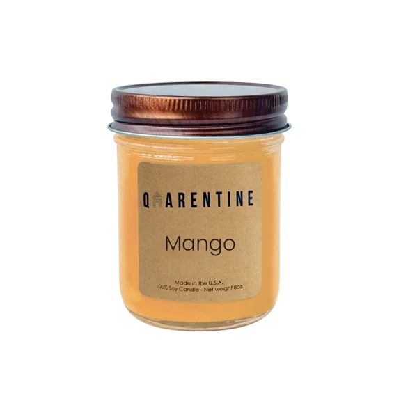 Natural Organic Mango Soy Wax Candle, Sweet Tropical Scent, Aromatherapy & Massage Oil - Quarentine Essentials by Carla Miles
