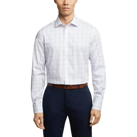 Tommy Hilfiger Men Regular fit Dress Shirt XL 17.5 in 32-33 White Plaid