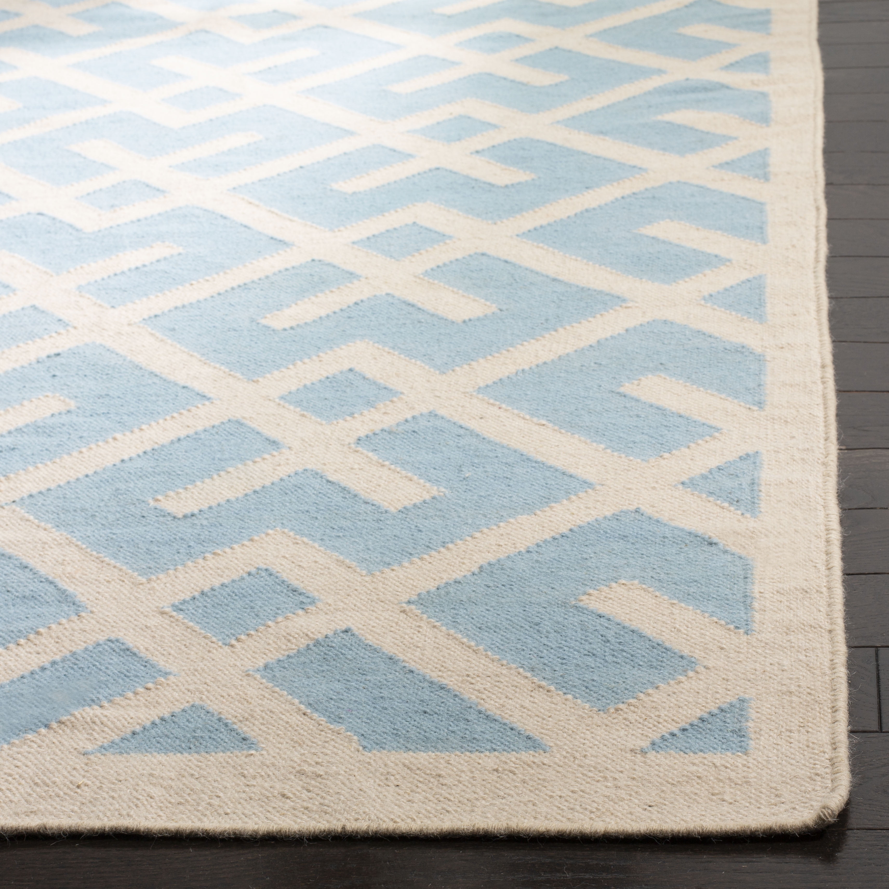 Safavieh Dhurries Brianna Geometric Runner Rug, Light Blue/Ivory, 2'6" x 12'