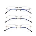 thumbnail image 1 of 3 Pack Rimless Readers Blue Light Proof Reading Glasses Women Men Anti Glare Filter Lightweight Eyeglasses, 1 of 4