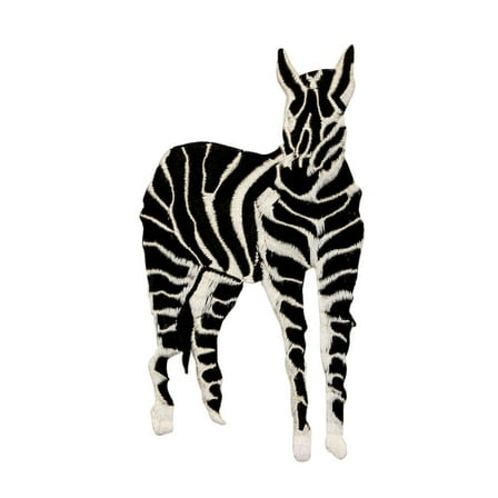 ID 0630 Large Zebra Standing Patch Safari Symbol Embroidered Iron On Applique