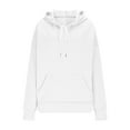 thumbnail image 3 of Arnsht Women's Vintage Casual Hooded Sweatshirt Loose Pocket Drawstring Solid Color Long Sleeve Pullover Blouse Top White M, 3 of 6