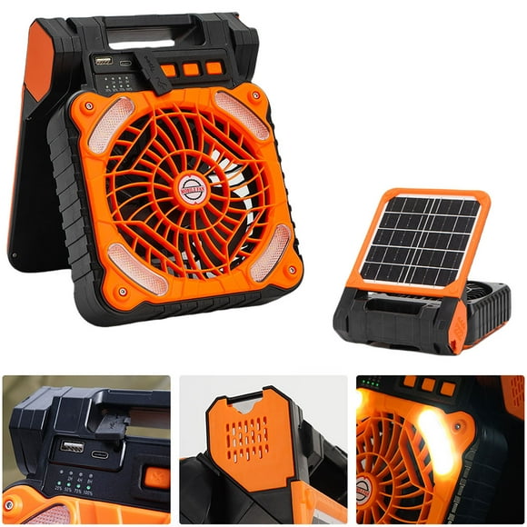 Fan Campamento Con Solar Ventiladores Solares Portátiles () Red Orange