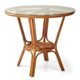 thumbnail image 4 of 3-Pc Rattan Wicker Dining Set Round Table Glass Top and 2 Denver Side Chairs with Cream Cushions, Colonial, 4 of 8