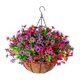 thumbnail image 5 of Cesta colgante de flores artificiales, maceta colgante realista con cadena para plantas C, 5 of 9
