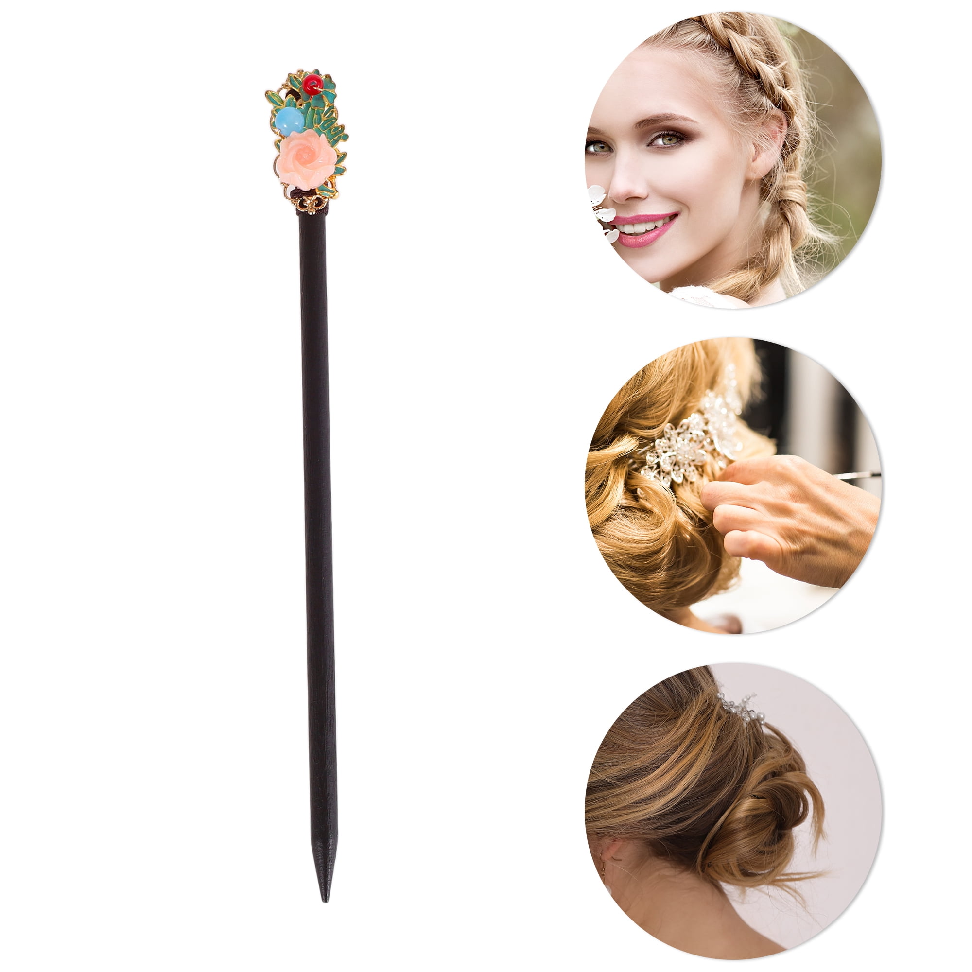 Unique Bargains Retro Style Hair Chopstick 1 Pc Black, Blue, Pink