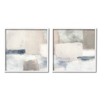 Stupell Industries Beige Modern Collage Shapes Painting White Framed Art Print Wall Art, Set of 2, Design by Carol Robinson