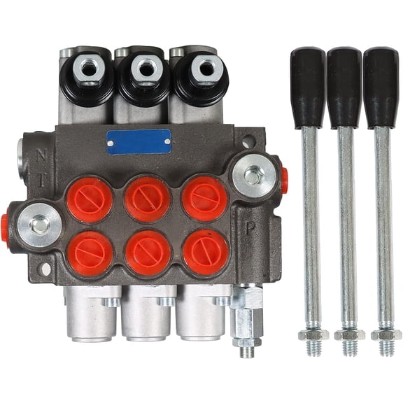 waltyotur 3 Spool 13 GPM Hydraulic Directional Control Valve, 3600 PSI BSPP Ports Double Acting Hydraulic Valve with Joystick