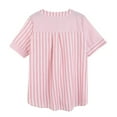 thumbnail image 4 of SNKSDGM Women's Plus Casual Easter Shirts for Women Womens Shirts Casual Summer Women's Fashion Casual Material New Striped Splicing Short Sleeved Shirt Color Shirt Long Sleeve Shirts for Women, 4 of 6