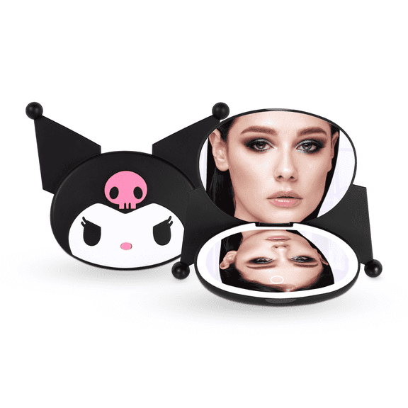 Impressions Vanity Kuromi Lighted Compact Mirror with 3X Magnification and Adjustable Brightness