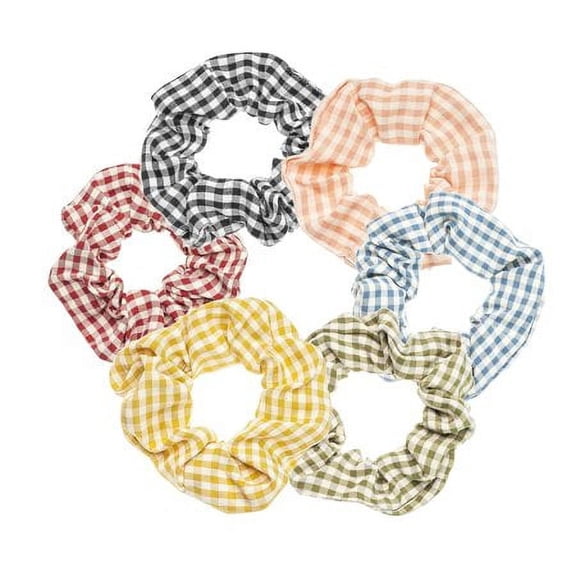 Scrunchies for Hair, Classic Plaid Hair Scrunchies for Women, Bandana Scrunchies, 6PCS Bandana Scrunchy Hair Ties, Scrunchies Hair Ties for Women. (Classic Plaid)