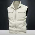 thumbnail image 6 of Mwjwdo Men's Stand Collar Fishing Vest Stretch Casual Full Zip Sleeveless Cargo Jacket with Pockets Outdoor Leisure Workwear Vest White XL, 6 of 7