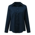 thumbnail image 4 of Blue Women Shirts, Womens Casual Button Down Shirts V Neck Long Sleeve Collared Office Work Blouses Tops With Pocket,Women Shirts S, 4 of 9