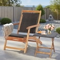 thumbnail image 3 of GVN Outdoor Chaise Lounge, 2 Pieces Patio Rattan Folding Lounge Chair with Acacia Wood Table Outdoor Chaise Lounge Chair for Pool Backyard Beach Red, 3 of 8