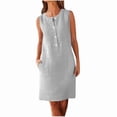 thumbnail image 5 of QUNYINEY Sun Dresses Women Linen Solid Sleeveless Midi Dresses Relaxed Fit with Pockets Crew Neck Button Tank Dress, 5 of 5